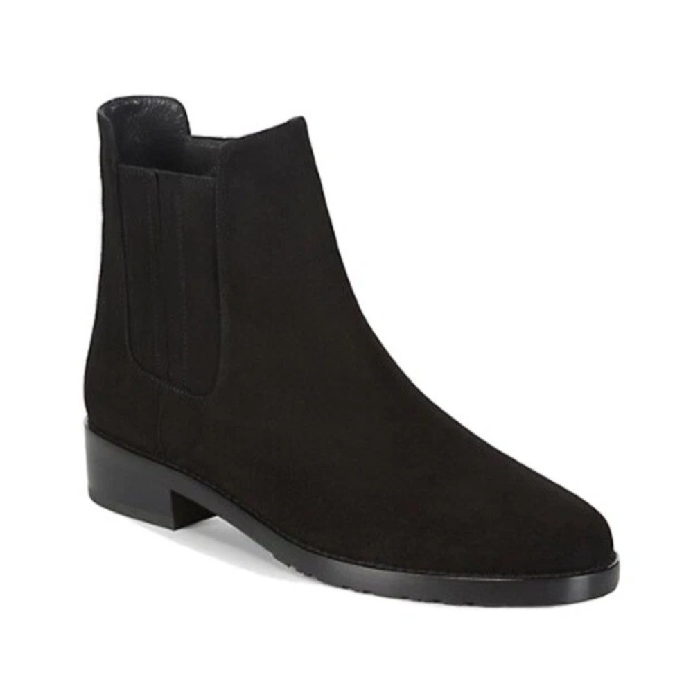 Stuart Weitzman Basilico Black Suede Chelsea Ankle Boots Spain W30986 Womens 8.5